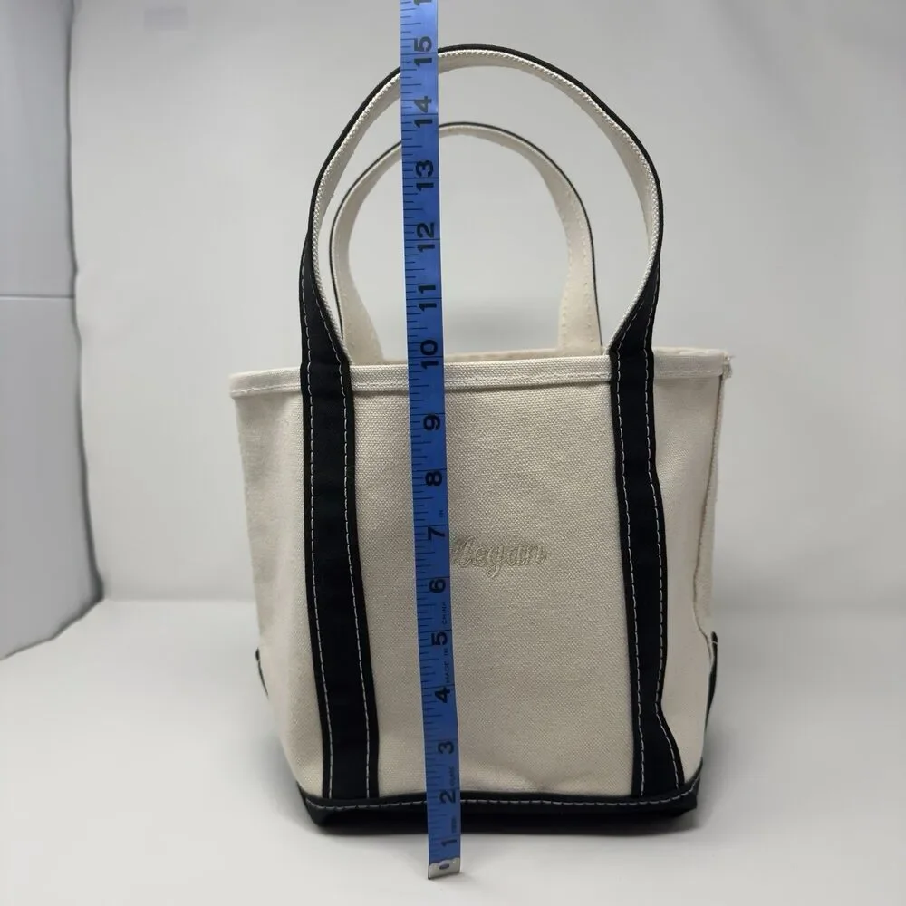 LL Bean Bag Boat and Tote Canvas Made in USA Navy Blue Maine Embroidered Megan